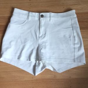 White High-Wasted Jean Shorts